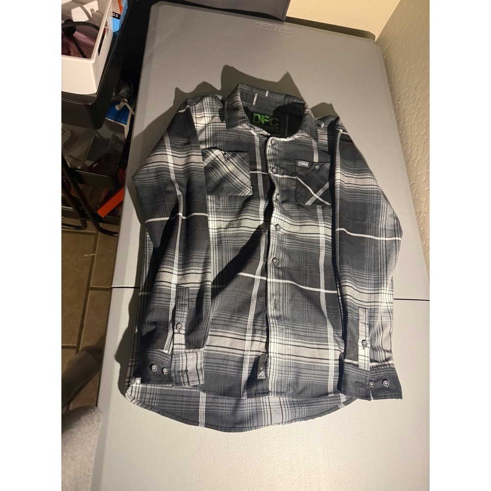 Dixxon Flannel Co Youth Division Grey Black Plaid D-Tech Shirt Kids XL